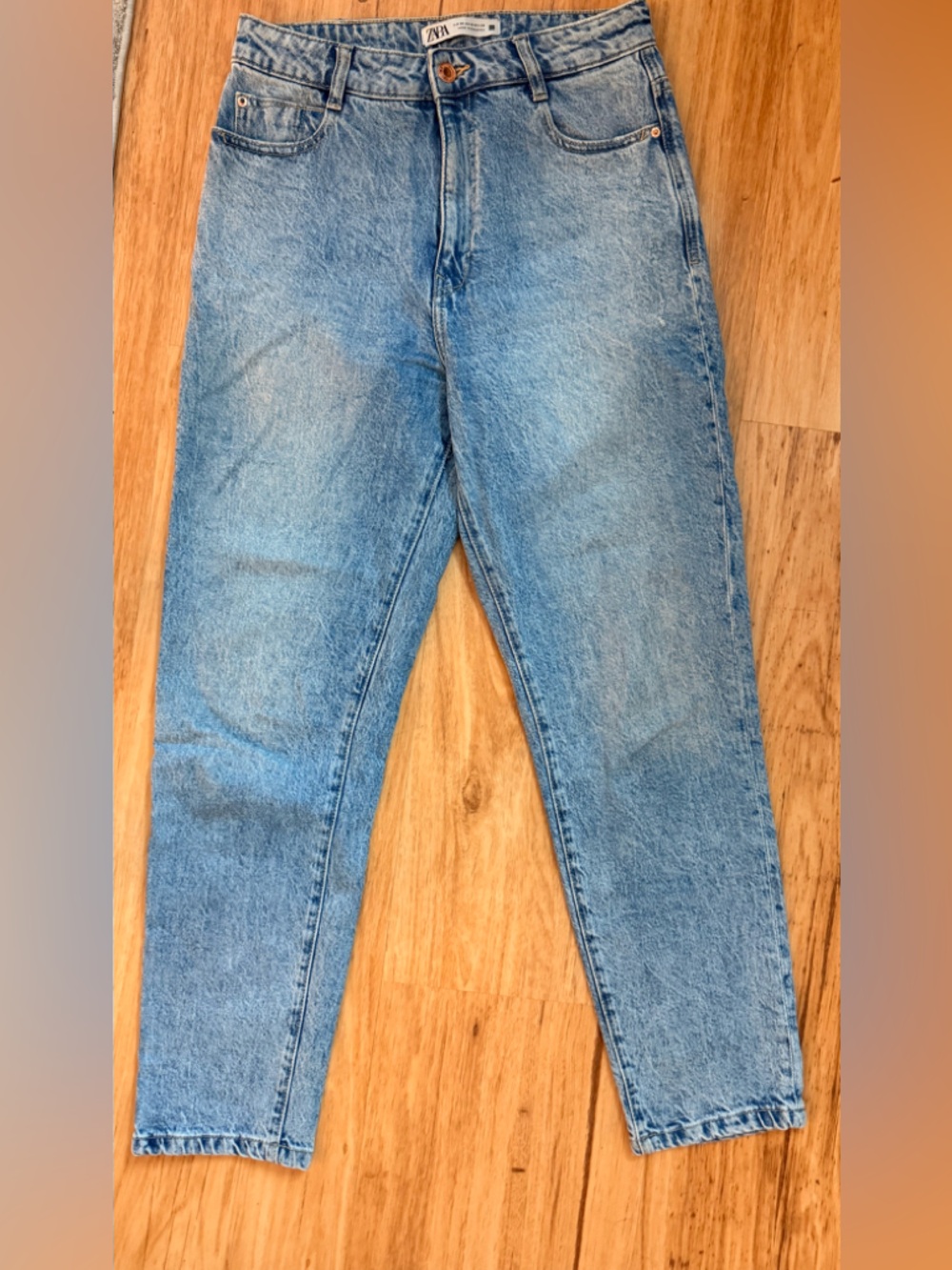 Zara Medium Blue Denim Jeans with Copper Button